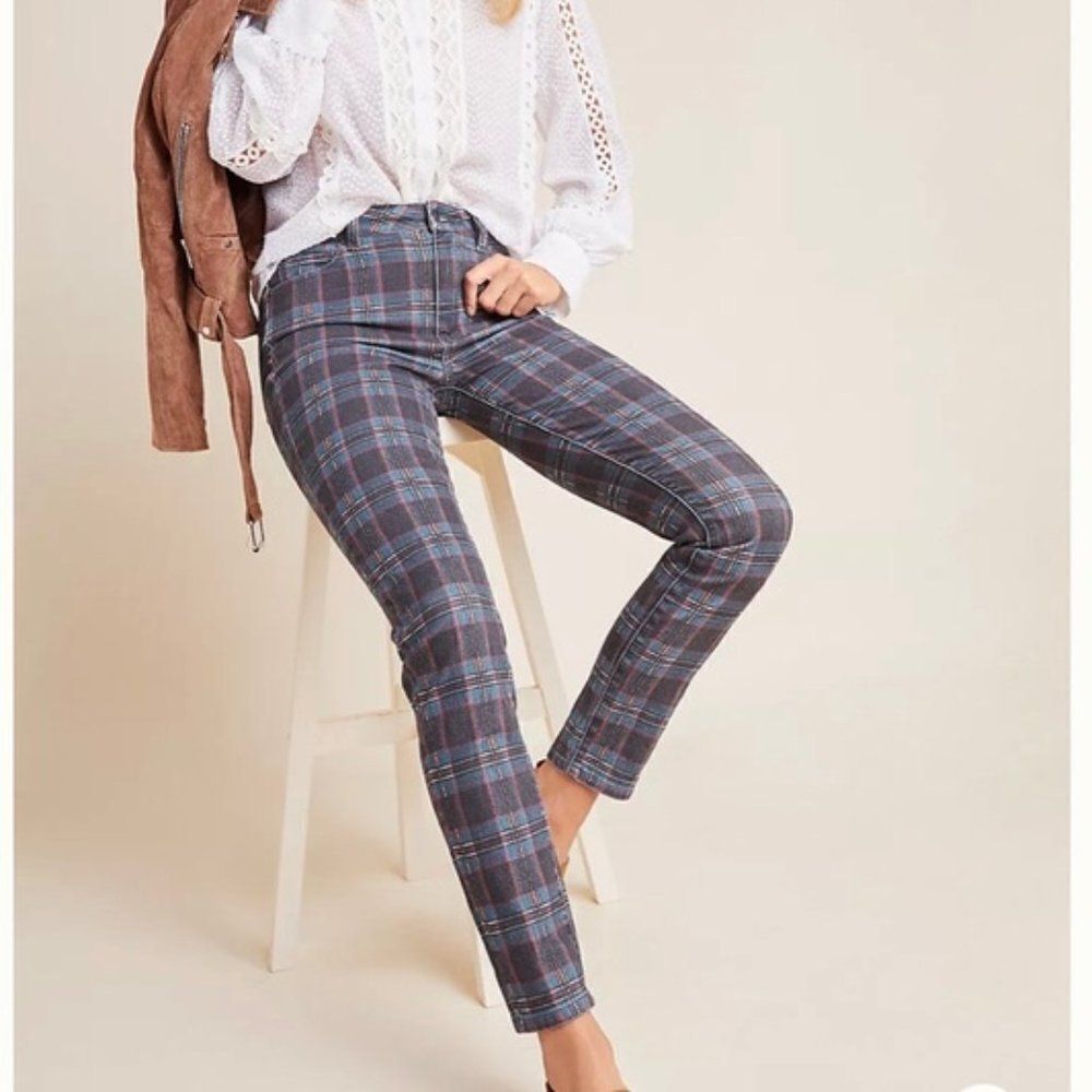 Paige Hoxton Tartan Plaid High Waist Skinny Jeans